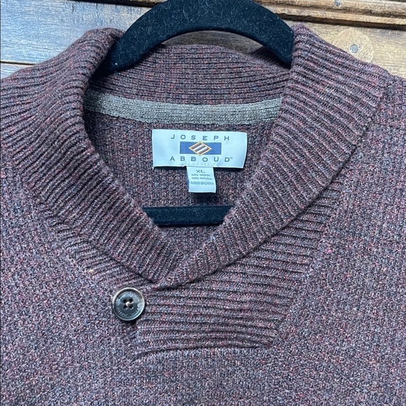 NWOT Joseph Abboud Wool Shawl Collar Sweater MenS XL Brown Heather Knit Pullover - Picture 4 of 8